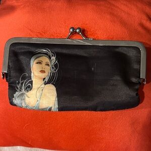 Vintage Black Clutch with Artistic Design